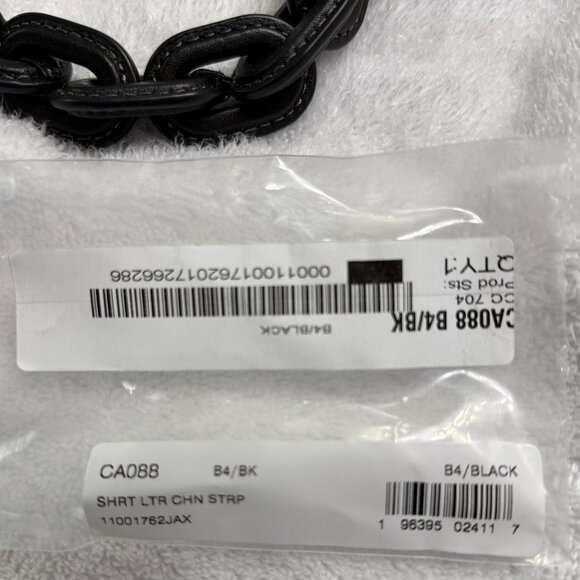 NWT Coach leather covered short chain strap brass/black. - Picture 2 of 4
